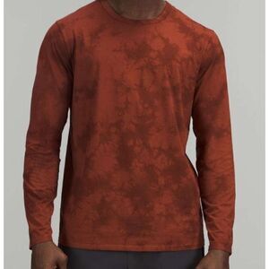 Lululemon The Fundamental Long Sleeve Shirt Top mens M orange tie dye